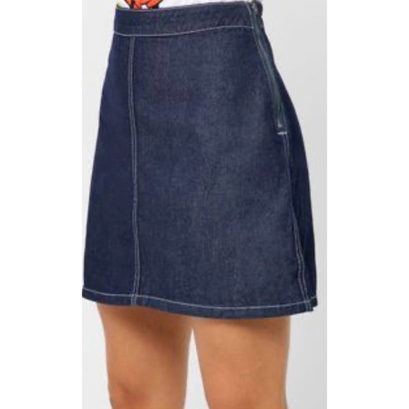 Cotton On Contrast Stitch Denim Classic Skirt Size 6 * wom170 - Picture 4 of 7